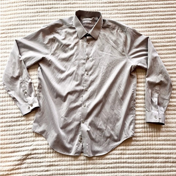 Calvin Klein slim fit dress shirt 👔 gray non iron performance button up - Picture 1 of 3